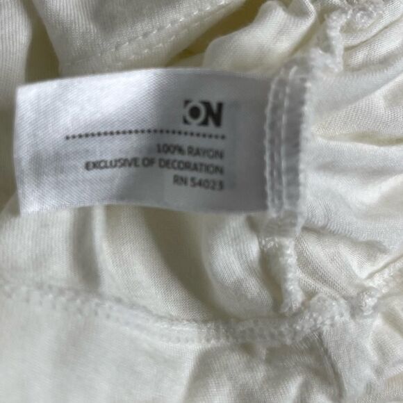 Old Navy Boho Ruffle Neck Long Sleeve Peplum Cream Rayon Shirt Women Medium - Picture 8 of 16